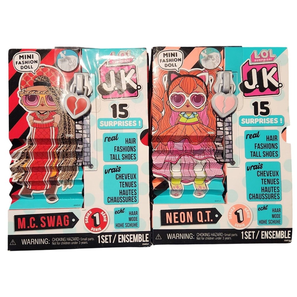L.O.L. Surprise! JK Neon Q.T. & M.C. Swag Mini Fashion Doll‎ with 15 Surprises